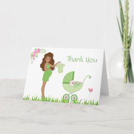 Tarjeta De Agradecimiento Green Pea Baby Shower Gracias