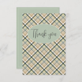 Tarjeta De Agradecimiento Green Plaid Moderno