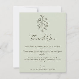 Tarjeta De Agradecimiento Green Sage Soft Bouquet Fall Boho Botanical