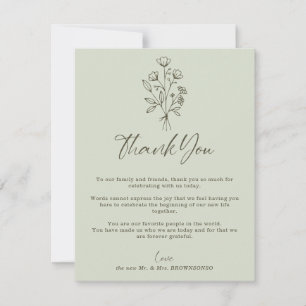 Tarjeta De Agradecimiento Green Sage Soft Bouquet Fall Boho Botanical