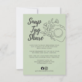 Tarjeta De Agradecimiento Green Snap Tag Share Small Business Thank You Card