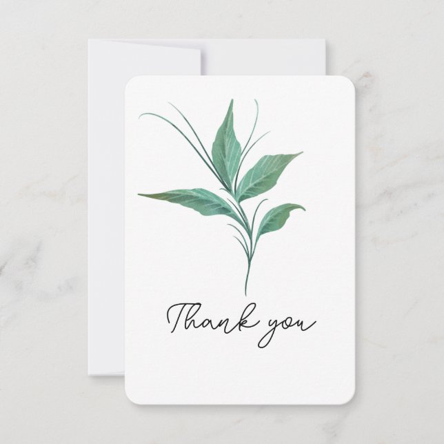 Tarjeta De Agradecimiento Green Stem Gracias (Anverso)