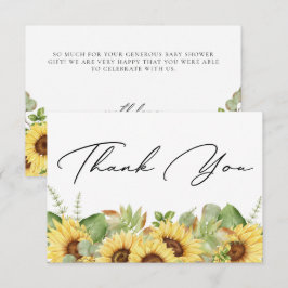 Tarjeta De Agradecimiento Green Sunflower Gracias Baby Shower