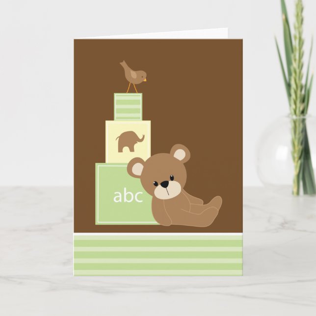 Tarjeta De Agradecimiento Green Teddy Bear (Anverso)