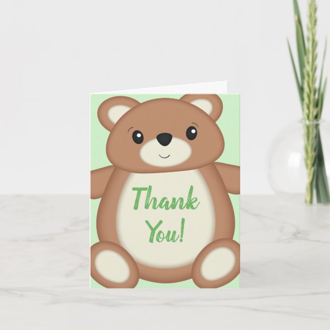 Tarjeta De Agradecimiento Green Teddy Bear (Anverso)