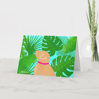 Tarjeta De Agradecimiento Green Tropical Island Yellow Dog Gracias Cartas