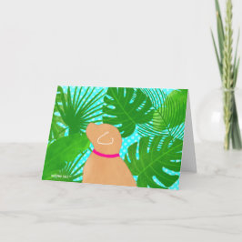 Tarjeta De Agradecimiento Green Tropical Island Yellow Dog Gracias Cartas