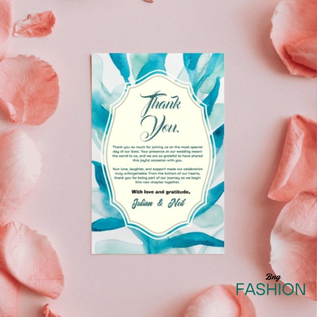 Tarjeta De Agradecimiento Green Watercolor Simple Wedding  (Subido por el creador)