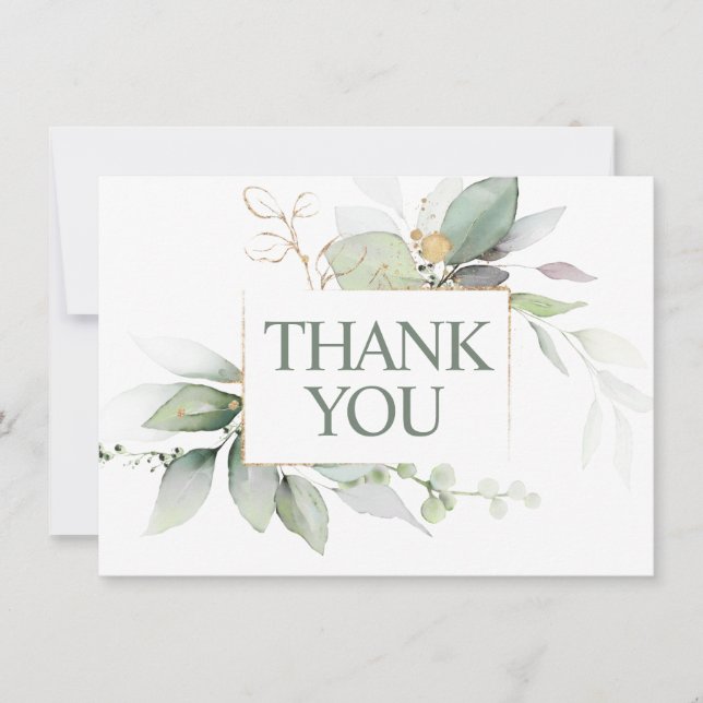 Tarjeta De Agradecimiento Green Wreath Watercolor BABY SHOWER GRACIAS (Anverso)