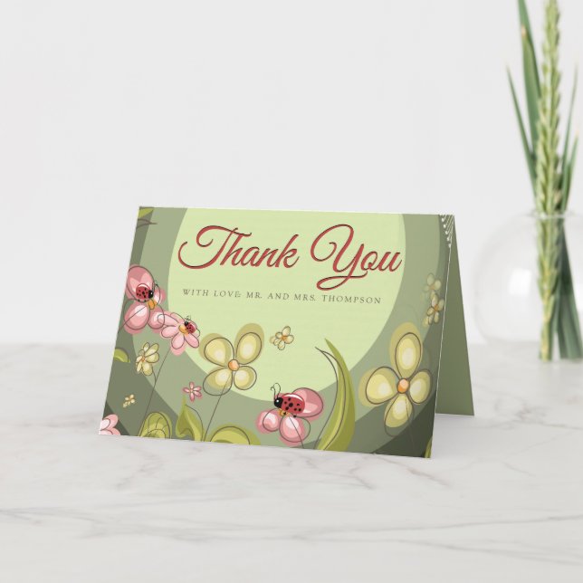 Tarjeta De Agradecimiento Green y Lady-bird (Anverso)