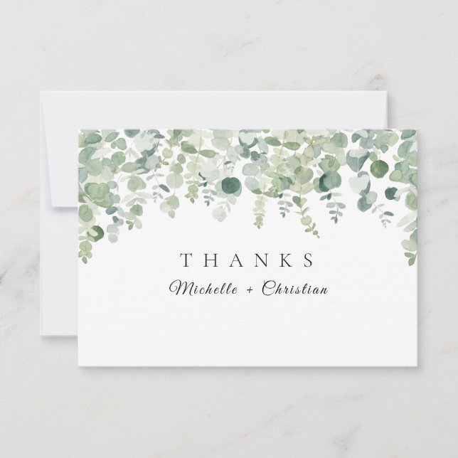 Tarjeta De Agradecimiento  Greeneration Botanic Eucaliptus Boda Gracias  (Anverso)