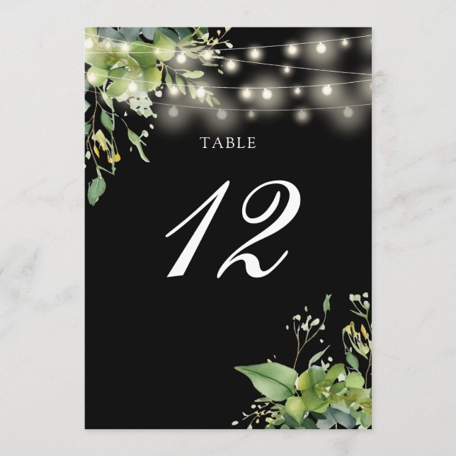 Tarjeta De Agradecimiento Greeneration Floral String Lights Table Number (Anverso)