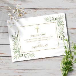 Tarjeta De Agradecimiento Greeneration Gold Baptism Christening Photo