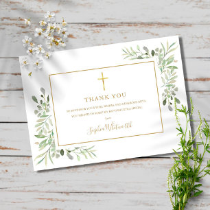 Tarjeta De Agradecimiento Greeneration Gold Baptism Christening Photo