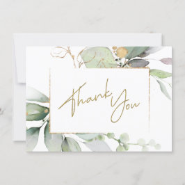 Tarjeta De Agradecimiento Greenereneration Gold Foliage Eucalyptus Gracias N