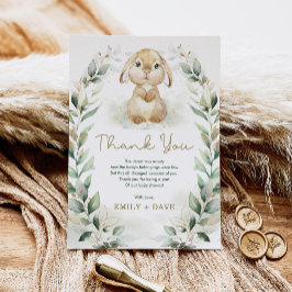 Tarjeta De Agradecimiento Greenery Bunny Rabbit Neutral Baby Shower