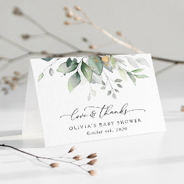 Tarjeta De Agradecimiento Greenery, Eucalyptus Leaves, Boho, Baby Shower