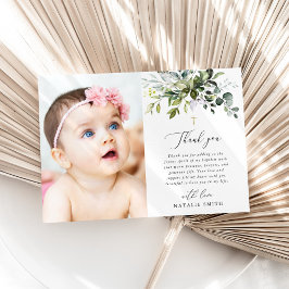 Tarjeta De Agradecimiento Greenery, Eucalyptus Leaves, Boho, Baptism