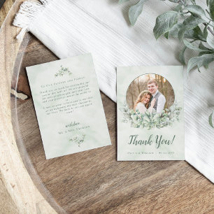 Tarjeta De Agradecimiento Greenery Eucalyptus Wreath Photo Boda Gracias