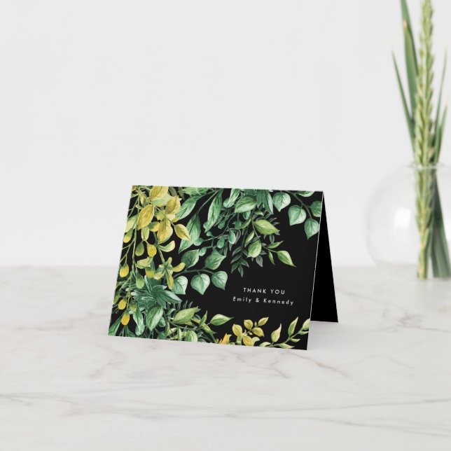 Tarjeta De Agradecimiento Greenery Fresh Leaf Modern Wedding Thank You Card (Anverso)