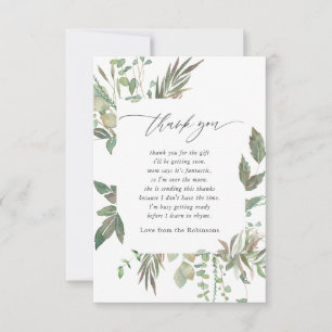 Tarjeta De Agradecimiento Greenery Geométric Baby Shower