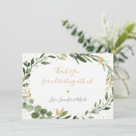 Tarjeta De Agradecimiento Greenery Gold Eucalyptus Baby Shower