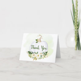 Tarjeta De Agradecimiento Greenery Gold Little Pumpkin Baby Shower
