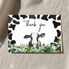 Tarjeta De Agradecimiento Greenery Holy Cow Baby Shower
