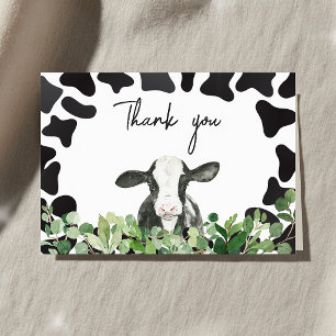 Tarjeta De Agradecimiento Greenery Holy Cow Baby Shower