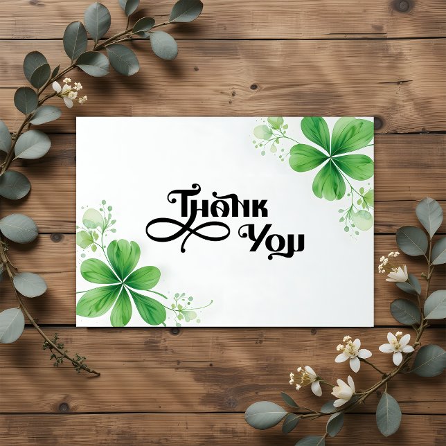 Tarjeta De Agradecimiento Greenery Modern Black Script Baby Shower (Subido por el creador)
