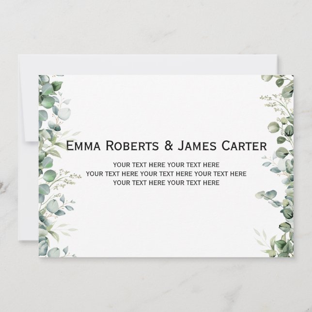 Tarjeta De Agradecimiento Greenery Modern Wedding Photo Thank You Card (Reverso)