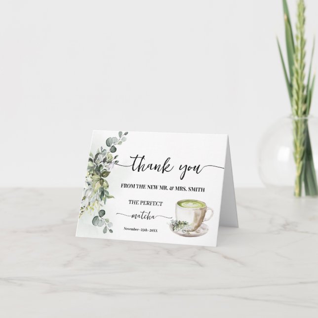 Tarjeta De Agradecimiento Greenery Perfect Matcha Thank You Card Folded (Anverso)