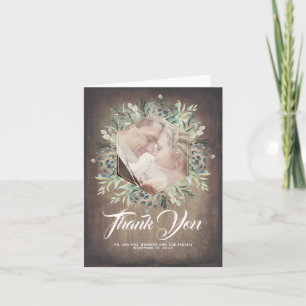 Tarjeta De Agradecimiento Greenery Rustic Country Wedding Gracias Foto