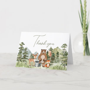 Tarjeta De Agradecimiento Greenery Woodland Animals Baby Shower