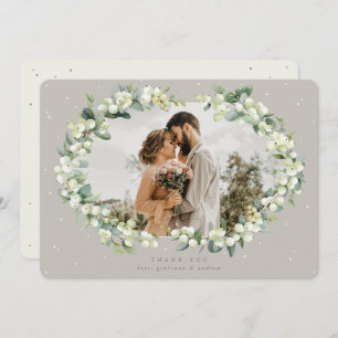 Tarjeta De Agradecimiento Greige/Cream Snowberry+Eucalyptus Boda Foto