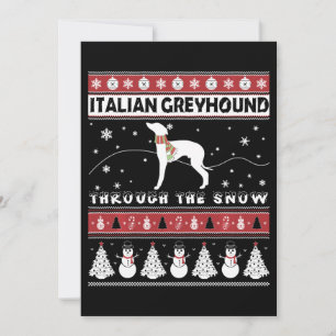 Tarjeta De Agradecimiento Greyhound italiano a través de Navidades de la nie