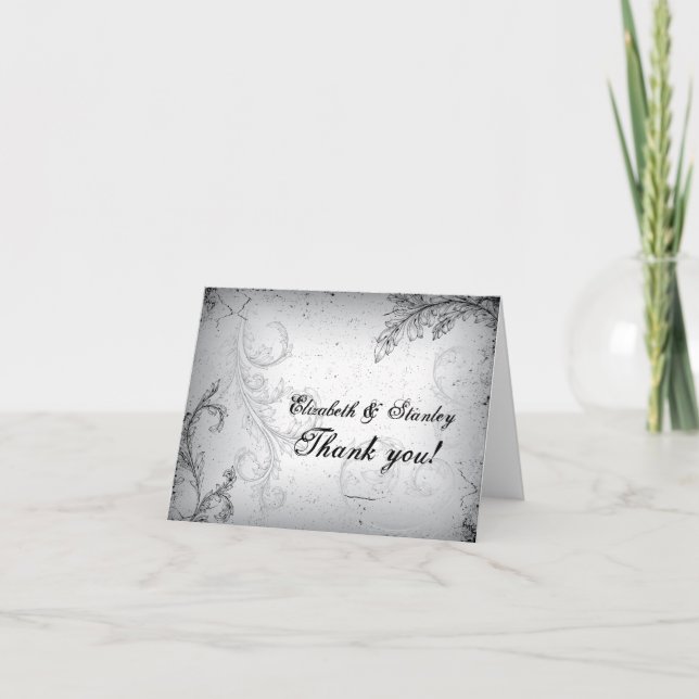 Tarjeta De Agradecimiento Gris 25° aniversario de bodas de plata Gracias (Anverso)