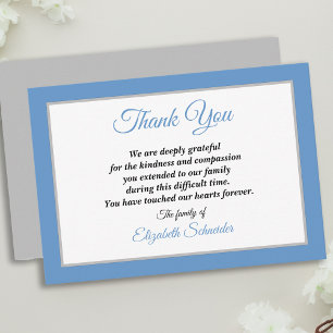 Tarjeta De Agradecimiento Gris azul y plata simple simpatía gracias
