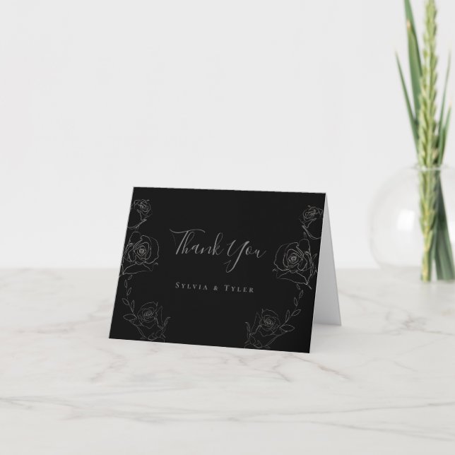 Tarjeta De Agradecimiento Gris Black Til Death Do Us Part Boda (Anverso)