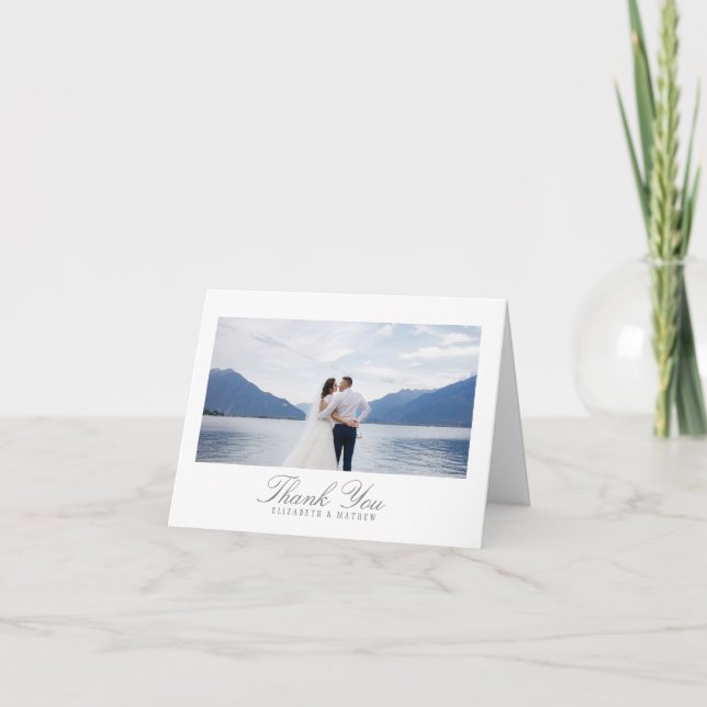 Tarjeta De Agradecimiento Gris blanco boda (Anverso)