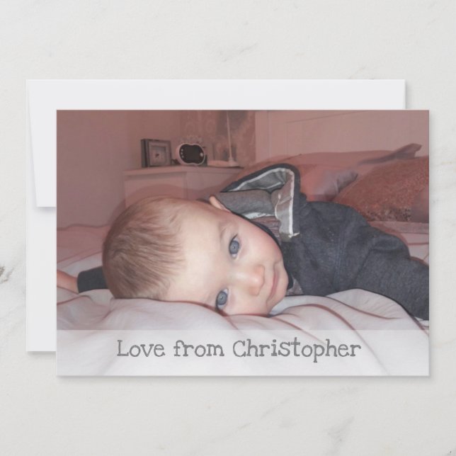 Tarjeta De Agradecimiento Gris con foto y nombre (Anverso)