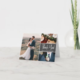 Tarjeta De Agradecimiento Gris Mod Boda Personalizado Fotos Maneteo