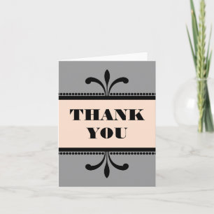 Tarjeta de agradecimiento Gris/Peach Fancy Art Dec