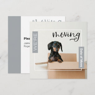 Tarjeta De Agradecimiento Gris plateado Estamos mudando perro de Dachshund e