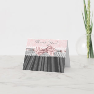 Tarjeta De Agradecimiento Gris rosa rosa Damasco rosa Gris rosa Gracias Cart