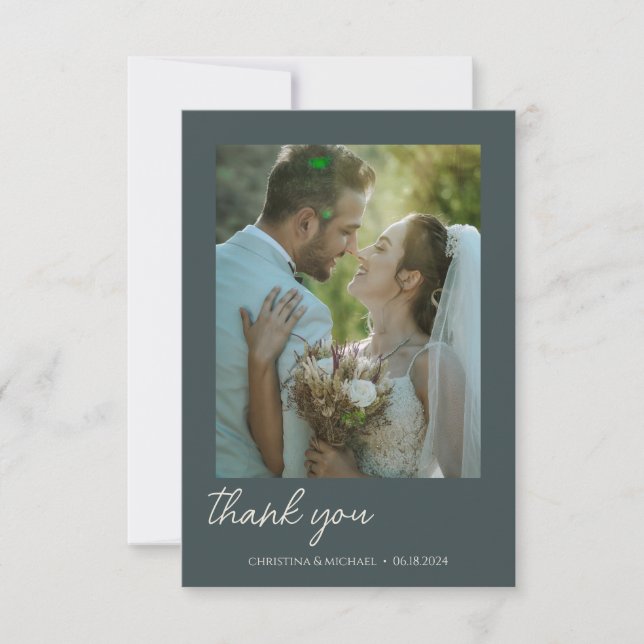 Tarjeta De Agradecimiento Gris tormentoso ・ Boda manuscrito (Anverso)