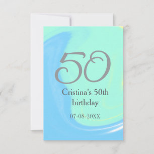 Tarjeta De Agradecimiento Gris verde azul 50 cumpleaños añadir fecha retro