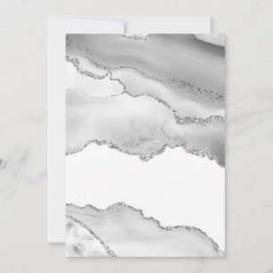 Tarjeta De Agradecimiento Gris White Marble Agble Simple Silver Purpurina