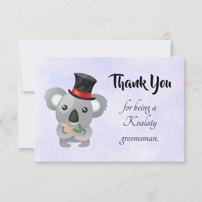 Tarjeta De Agradecimiento Groomsman Gracias a Koala Pun (Anverso)