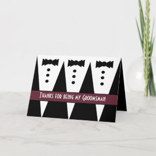 Tarjeta De Agradecimiento GROOMSMEN Gracias con tres Tuxedos G431